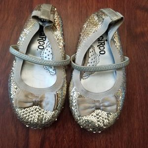 Girls Gold Sparkly Party Dress Shoes